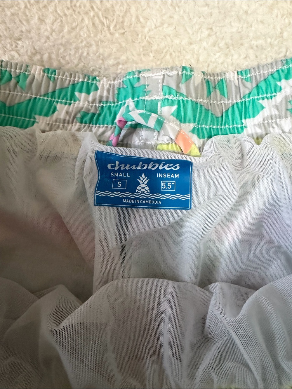 Chubbies Teal Aztec swimming trunks size S - Picture 2 of 2
